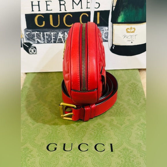 💎GUCCI GG MARMONT Quilted Belt Bag RANK A Size 85-34 Full Inclusion - Picture 16 of 16